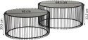 Kare Design KARE zestaw stolików kawowych WIRE czarny - okragłe stoliki okolicznościowe, blaty szklane, stelaż metal i żeliwo Kare Design KARE zestaw stolików kawowych WIRE czarny - okragłe stoliki okolicznościowe, blaty szklane, stelaż metal i żeliwo