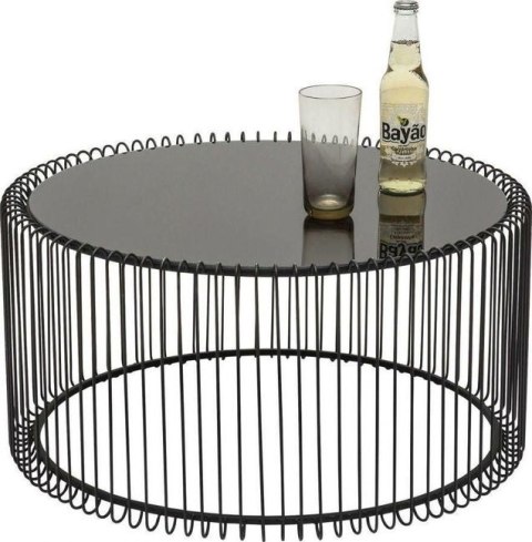 Kare Design KARE zestaw stolików kawowych WIRE czarny - okragłe stoliki okolicznościowe, blaty szklane, stelaż metal i żeliwo Kare Design KARE zestaw stolików kawowych WIRE czarny - okragłe stoliki okolicznościowe, blaty szklane, stelaż metal i żeliwo