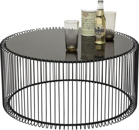 Kare Design KARE zestaw stolików kawowych WIRE czarny - okragłe stoliki okolicznościowe, blaty szklane, stelaż metal i żeliwo Kare Design KARE zestaw stolików kawowych WIRE czarny - okragłe stoliki okolicznościowe, blaty szklane, stelaż metal i żeliwo