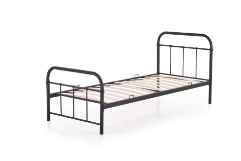 HALMAR łóżko pojedyncze LINDA 90x200 czarne - stal malowana proszkowo, do materaca 90 x 200 cm HALMAR łóżko pojedyncze LINDA 90x200 czarne - stal malowana proszkowo, do materaca 90 x 200 cm