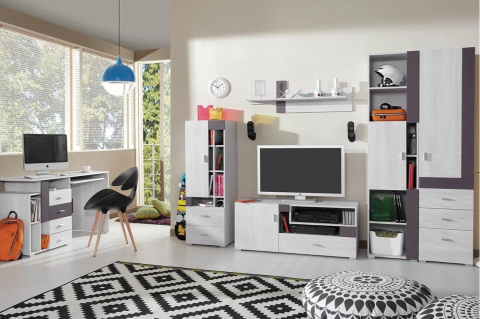 SZAFKA RTV KOMODA NISKA NEXT System NX12 Meblar - Sosna bielona / Earth szary do pokoju nastolatka do salonu SZAFKA RTV KOMODA NISKA NEXT System NX12 Meblar - Sosna bielona / Earth szary do pokoju nastolatka do salonu