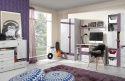 Meblar NEXT System NX18 - Sosna bielona / Viola - Łóżko młodzieżowe z szufladą 125/210 Meblar NEXT System NX18 - Sosna bielona / Viola - Łóżko młodzieżowe z szufladą 125/210