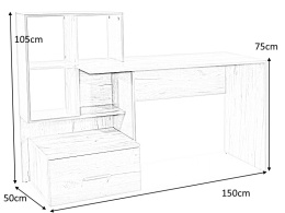 SIGNAL BIURKO B-003 DĄB WOTAN / BIAŁY MAT PŁYTA LAMINOWANA 150x50 półki, szuflada