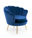 Halmar AMORINITO fotel wypoczynkowy granatowy / złoty materiał: tkanina velvet/ stal chromowana Halmar AMORINITO fotel wypoczynkowy granatowy / złoty materiał: tkanina velvet/ stal chromowana