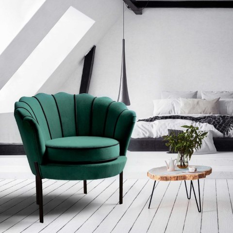 Halmar ANGELO fotel wypoczynkowy ciemny zielony/ czarny materiał: tkanina - velvet / stal malowana proszkowo Halmar ANGELO fotel wypoczynkowy ciemny zielony/ czarny materiał: tkanina - velvet / stal malowana proszkowo