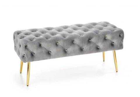 ŁAWKA PUFA ATHENA HALMAR TAPICERKA TKANINA VELVET POPIELATY / NOGI ZŁOTY STAL CHROMOWANA 100x45 ŁAWKA PUFA ATHENA HALMAR TAPICERKA TKANINA VELVET POPIELATY / NOGI ZŁOTY STAL CHROMOWANA 100x45