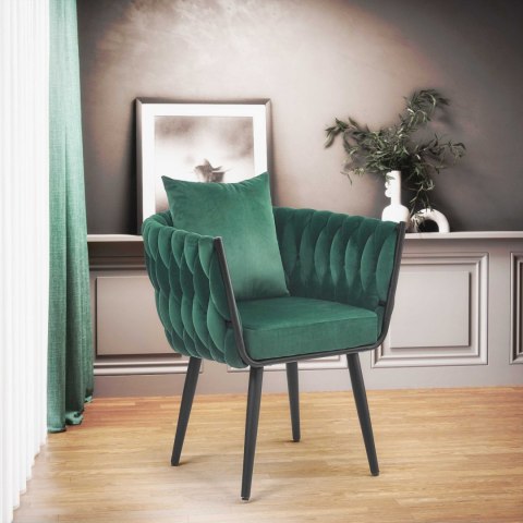 Halmar AVATAR 2 fotel wypoczynkowy ciemny zielony/ czarny, materiał: tkanina - velvet / stal malowana proszkowo Halmar AVATAR 2 fotel wypoczynkowy ciemny zielony/ czarny, materiał: tkanina - velvet / stal malowana proszkowo