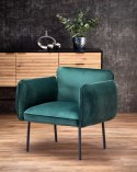 Halmar BRASIL fotel wypoczynkowy ciemny zielony/ czarny, materiał: tkanina - velvet /metal Halmar BRASIL fotel wypoczynkowy ciemny zielony/ czarny, materiał: tkanina - velvet /metal