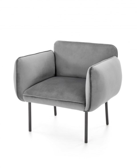 Halmar BRASIL fotel wypoczynkowy popielaty / czarny, materiał: tkanina - velvet /metal Halmar BRASIL fotel wypoczynkowy popielaty / czarny, materiał: tkanina - velvet /metal