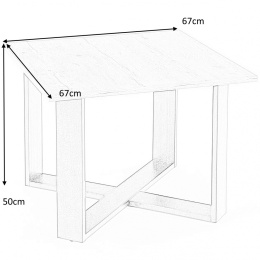 Ława Halmar CROSS kwadratowa kolor dąb wotan/czarny - stolik kawowy, płyta okleinowana, nogi krzyżakowe czarne