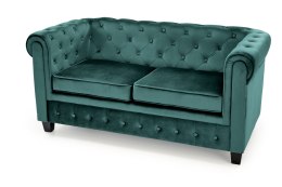 ERIKSEN XL fotel wypoczynkowy ciemny zielony / czarny - wygodna sofa dwuosobowa z wysokimi oparciami, pikowana, nogi czarne