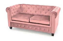ERIKSEN XL fotel wypoczynkowy różowy / czarny - wygodna sofa dwuosobowa z wysokimi oparciami, pikowana, nogi czarne