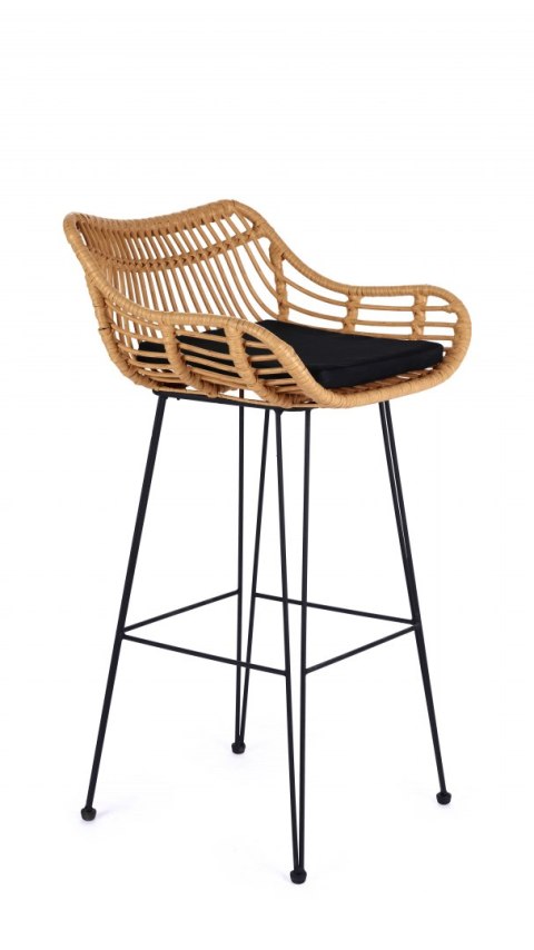 HOKER KRZESŁO BAROWE H105 HALMAR RATTAN syntetyczny NATURALNY PODUSZKA tkanina / STELAŻ STAL malowana proszkowo CZARNY HOKER KRZESŁO BAROWE H105 HALMAR RATTAN syntetyczny NATURALNY PODUSZKA tkanina / STELAŻ STAL malowana proszkowo CZARNY