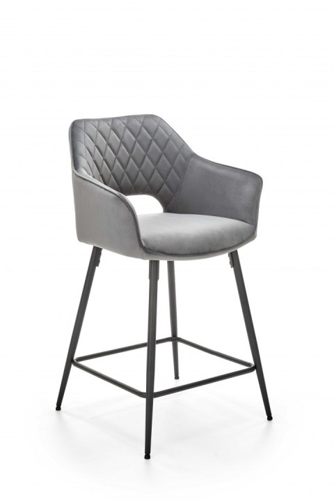 HOKER TAPICEROWANY KRZESŁO BAROWE H107 HALMAR velvet POPIELATY nogi stal malowana proszkowo CZARNE Z PODPÓRKĄ NA NOGI HOKER TAPICEROWANY KRZESŁO BAROWE H107 HALMAR velvet POPIELATY nogi stal malowana proszkowo CZARNE Z PODPÓRKĄ NA NOGI