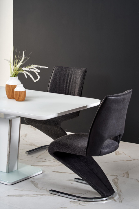 HALMAR stół BONARI rozkładany biały szkło MDF lakierowany stal chromowana 160-200x90 HALMAR stół BONARI rozkładany biały szkło MDF lakierowany stal chromowana 160-200x90