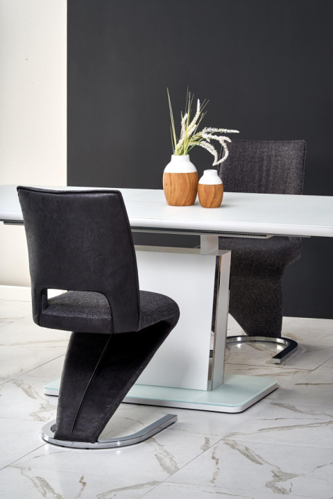 HALMAR stół BONARI rozkładany biały szkło MDF lakierowany stal chromowana 160-200x90 HALMAR stół BONARI rozkładany biały szkło MDF lakierowany stal chromowana 160-200x90