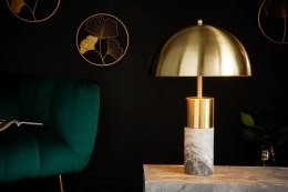 Invicta Interior INVICTA lampa stołowa BURLESQUE - złota, szary marmur - abazur złoty metalowy, podstawa złota z marmurem