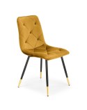 Halmar K438 krzesło pikowane do jadalni musztardowy ( żółty ), materiał: tkanina velvet / stal malowana