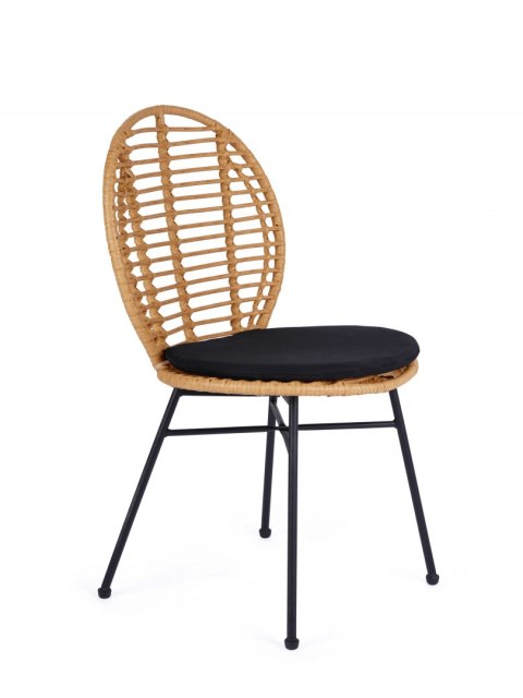 Halmar K472 krzesło do jadalni naturalny/czarny, materiał: tkanina / rattan syntetyczny / stal Halmar K472 krzesło do jadalni naturalny/czarny, materiał: tkanina / rattan syntetyczny / stal