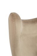 King Home Fotel wypoczynkowy EGG SZEROKI khaki - tapicerowany ciemny beż welur - obrotowy z funkcja bujania, kołyski z blokadą