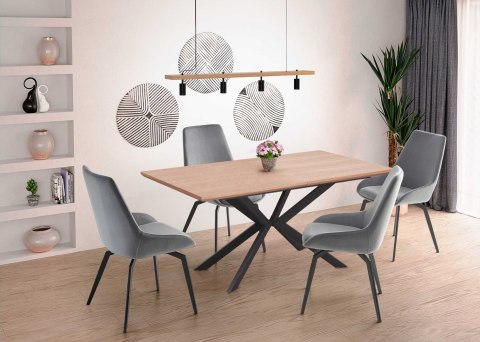 STÓŁ ROZKŁADANY LEGARTO blat MDF + okleina naturalna - DĄB NATURALNY noga stal malowana proszkowo - CZARNA 160-200x90 HALMAR STÓŁ ROZKŁADANY LEGARTO blat MDF + okleina naturalna - DĄB NATURALNY noga stal malowana proszkowo - CZARNA 160-200x90 HALMAR
