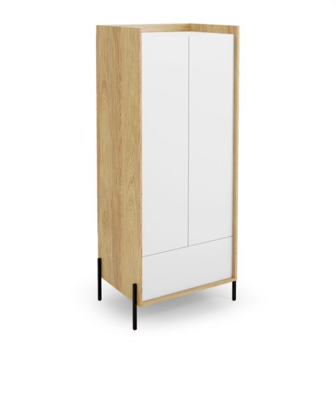 HALMAR MOBIUS SZAFA 2D korpus hikora naturalna fronty - biel alpejska - płyta meblowa okleinowana - system otwierania push-click HALMAR MOBIUS SZAFA 2D korpus hikora naturalna fronty - biel alpejska - płyta meblowa okleinowana - system otwierania push-click
