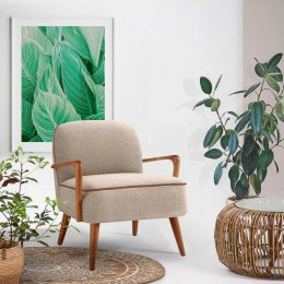 PASTORE fotel wypoczynkowy jasny beż / jasny orzech -tapicerowany beżowy - stelaż drewno lite kauczujkowe kolor orzech