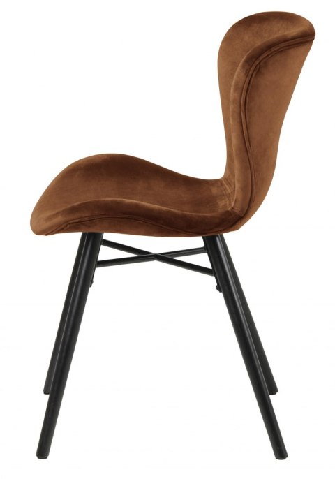 ACTONA Krzesło do jadalni, salonu Batilda VIC copper - tapicerowane brązowe velvet - nogi drewno z metalowym krzyżakiem ACTONA Krzesło do jadalni, salonu Batilda VIC copper - tapicerowane brązowe velvet - nogi drewno z metalowym krzyżakiem