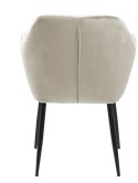 ACTONA Krzesło do jadalni Emilia Velvet sand /black - tapicerowane pikowane bezowe - nogi czarne metalowe - podłokietniki ACTONA Krzesło do jadalni Emilia Velvet sand /black - tapicerowane pikowane bezowe - nogi czarne metalowe - podłokietniki