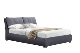 Halmar łóżko tapicerowane BRIDGET 160 z pojemnikiem popielaty tkanina stal chromowana