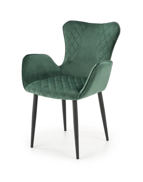 Halmar K427 krzesło ciemny zielony tkanina velvet / stelaż Czarny Halmar K427 krzesło ciemny zielony tkanina velvet / stelaż Czarny