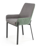 Halmar K439 krzesło przód - ciemny popiel, tył - zielony tkanina /stelaż stal czarny