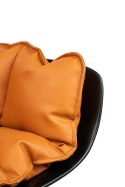 King Home Krzesło obrotowe SHIBA brązowe / czarne - czarny korpus z włókna szklanego, miękka tapicerowana poduszka z ekoskóry