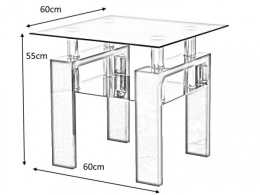 SIGNAL ŁAWA LISA D SZKŁO HARTOWANE TRANSPARENTNY/ MDEF BETON 60X60X55 PÓŁKA