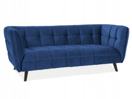 SIGNAL SOFA KANAPA CASTELLO 3 VELVET GRANATOWY BLUVEL 86 / DREWNO WENGE