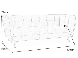 SIGNAL SOFA KANAPA CASTELLO 3 VELVET GRANATOWY BLUVEL 86 / DREWNO WENGE