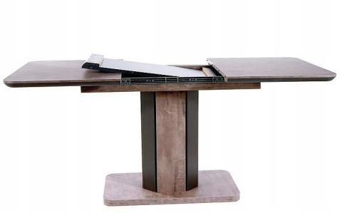 SIGNAL STÓŁ do jadalni HEXON SZARY EFEKT BETONU / GRAFIT 120(160)X80 -prostokątny rozkładany stół do salonu, płyta laminowana SIGNAL STÓŁ do jadalni HEXON SZARY EFEKT BETONU / GRAFIT 120(160)X80 -prostokątny rozkładany stół do salonu, płyta laminowana
