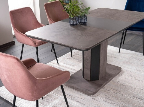 SIGNAL STÓŁ do jadalni HEXON SZARY EFEKT BETONU / GRAFIT 120(160)X80 -prostokątny rozkładany stół do salonu, płyta laminowana SIGNAL STÓŁ do jadalni HEXON SZARY EFEKT BETONU / GRAFIT 120(160)X80 -prostokątny rozkładany stół do salonu, płyta laminowana