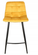SIGNAL HOKER MILA H-2 VELVET CZARNY STELAŻ/CURRY BLUVEL 68 - tapicerowane krzesło barowe, żółte, pikowane, stelaż metalow