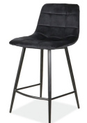 SIGNAL HOKER MILA H-2 VELVET CZARNY STELAŻ/CZARNY BLUVEL 19 - tapicerowane krzesło barowe, pikowane, stelaż metalow