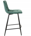 SIGNAL HOKER MILA H-2 VELVET CZARNY STELAŻ METAL /ZIELONY BLUVEL 78 - tapicerowane krzesło barowe, zielona butelka, pikowane