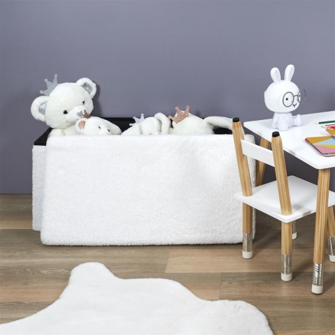 Intesi składana Pufa Intesi Furry Velse White - tapicerowana biała, futerko - zdejmowana pokrywa - organizer na zabawki Intesi składana Pufa Intesi Furry Velse White - tapicerowana biała, futerko - zdejmowana pokrywa - organizer na zabawki