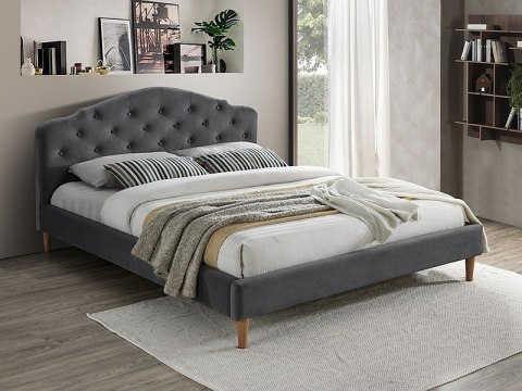SIGNAL ŁÓŻKO DWUOSOBOWE CHLOE VELVET 160X200 SZARY/DĄB TAP. BLUVEL 14 ZAGŁÓWEK STELAŻ SIGNAL ŁÓŻKO DWUOSOBOWE CHLOE VELVET 160X200 SZARY/DĄB TAP. BLUVEL 14 ZAGŁÓWEK STELAŻ