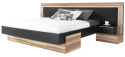 ŁÓŻKO PODWÓJNE 160x200 MORENA Meblar - Czarny / Orzech Baltimore PŁYTA LAMINOWANA ZAGŁÓWEK TAPICEROWANY DO SYPIALNI ŁÓŻKO PODWÓJNE 160x200 MORENA Meblar - Czarny / Orzech Baltimore PŁYTA LAMINOWANA ZAGŁÓWEK TAPICEROWANY DO SYPIALNI