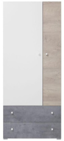 SZAFA MŁODZIEŻOWA DWUDRZWIOWA Z SZUFLADAMI - Beton / Biały Lux / Dąb Meblar SIGMA System SI3 PŁYTA LAMINOWANA MEBLE MŁODZIEŻOWE SZAFA MŁODZIEŻOWA DWUDRZWIOWA Z SZUFLADAMI - Beton / Biały Lux / Dąb Meblar SIGMA System SI3 PŁYTA LAMINOWANA MEBLE MŁODZIEŻOWE