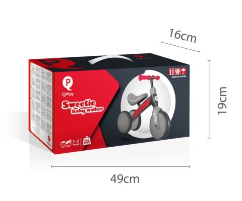 Qplay Qplay Jeździk Pojazd Sweetie Red - czerwony rowerek trójkołowy - regulowana kierownica i siodełko - miękkie opony 12 m+ Qplay Qplay Jeździk Pojazd Sweetie Red - czerwony rowerek trójkołowy - regulowana kierownica i siodełko - miękkie opony 12 m+