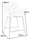 SIGNAL HOKER CHERRY H-2 VELVET CZARNY STELAŻ/BEŻ BLUVEL 28 - tapicer. krzesło barowe, pikowane z podłokietnikami, stelaż metal