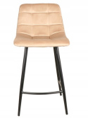 SIGNAL HOKER MILA H-2 VELVET CZARNY STELAŻ/BEŻ BLUVEL 28- tapicerowane krzesło barowe, bezowe, kremowe, pikowane, stelaż metalow
