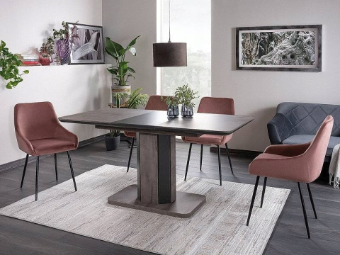 SIGNAL STÓŁ do jadalni HEXON SZARY EFEKT BETONU / GRAFIT 120(160)X80 -prostokątny rozkładany stół do salonu, płyta laminowana SIGNAL STÓŁ do jadalni HEXON SZARY EFEKT BETONU / GRAFIT 120(160)X80 -prostokątny rozkładany stół do salonu, płyta laminowana