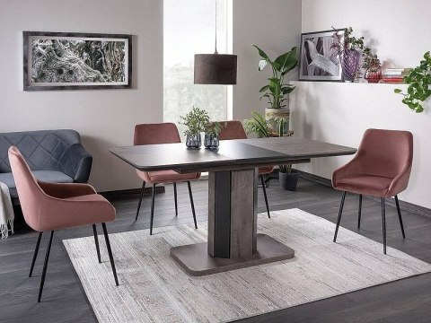 SIGNAL STÓŁ do jadalni HEXON SZARY EFEKT BETONU / GRAFIT 120(160)X80 -prostokątny rozkładany stół do salonu, płyta laminowana SIGNAL STÓŁ do jadalni HEXON SZARY EFEKT BETONU / GRAFIT 120(160)X80 -prostokątny rozkładany stół do salonu, płyta laminowana